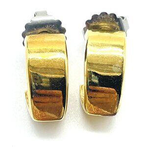 Vintage LR Gold Tone Hoop Earrings Pierced Signed Chunky